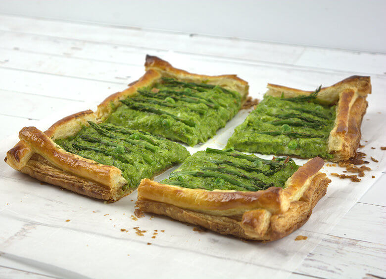 Asparagus Tart with Peas and Gruyere