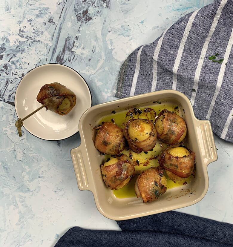 Bacon Wrapped Potatoes with Italian Herbs