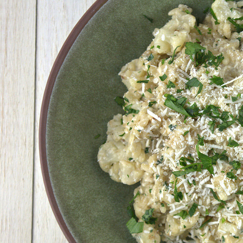 Close up of Cauliflower Risotto with Mizithra Cheese