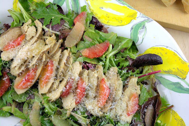 Close up picture of Citrus Chicken and Greens Salad