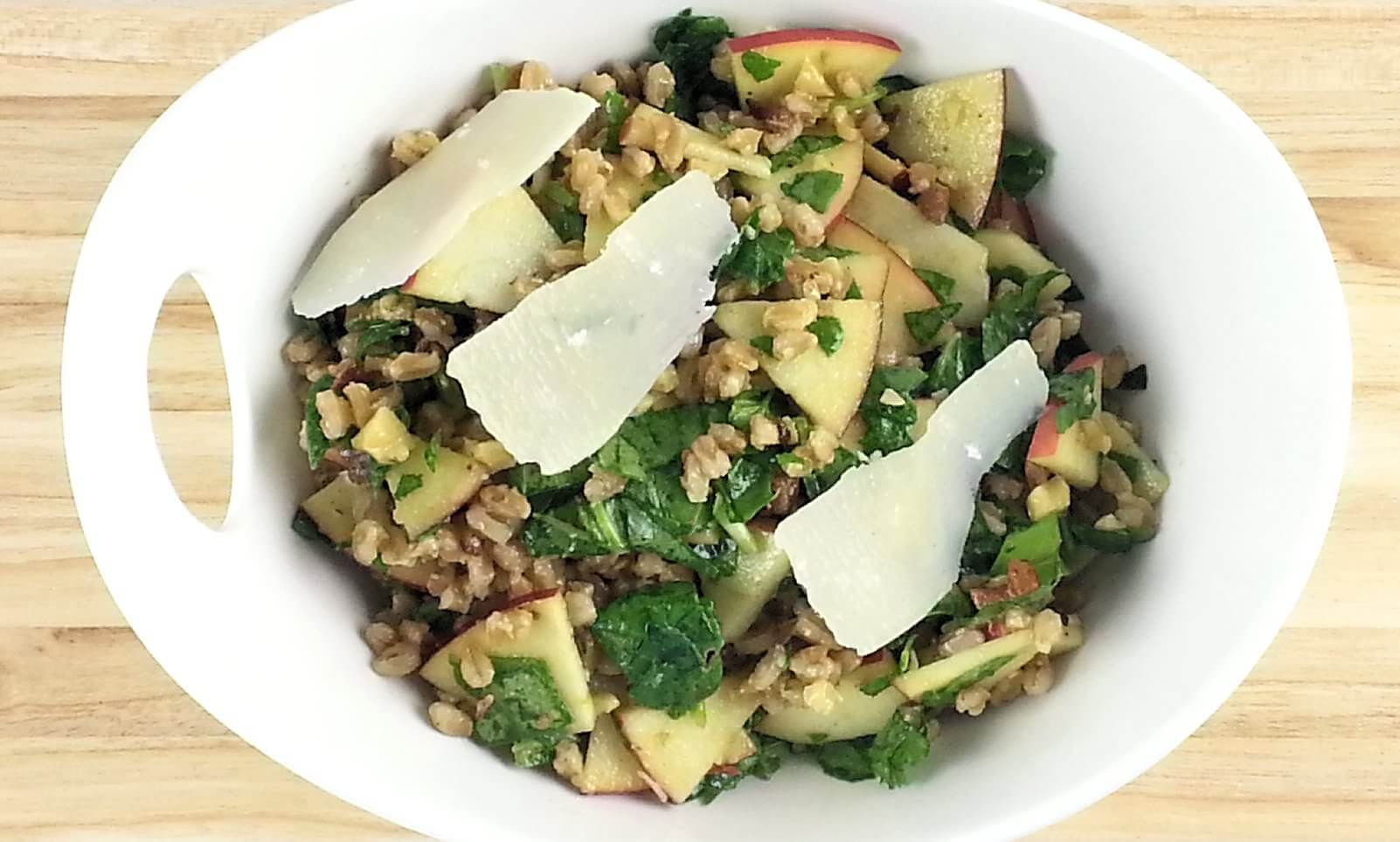 Picture of Farro, Baby Kale and Apple Salad, top down