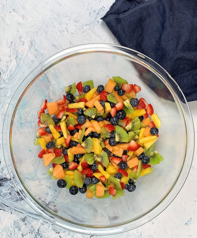 Bowl with classic fruit salad