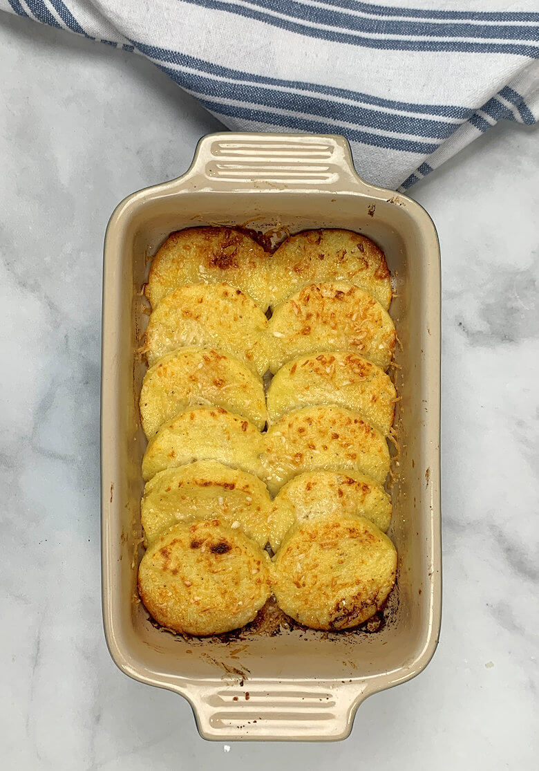 Dish with Gnocchi alla Romana for two