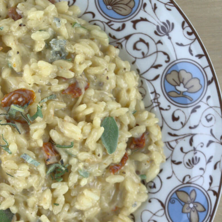 Close up picture of Gorgonzola Risotto with Sundried Tomatoes