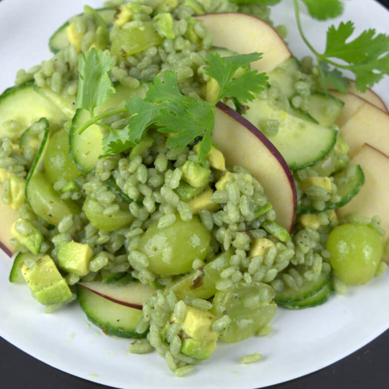 Picture of Green Rice Salad with Avocado Grapes and Cucumber