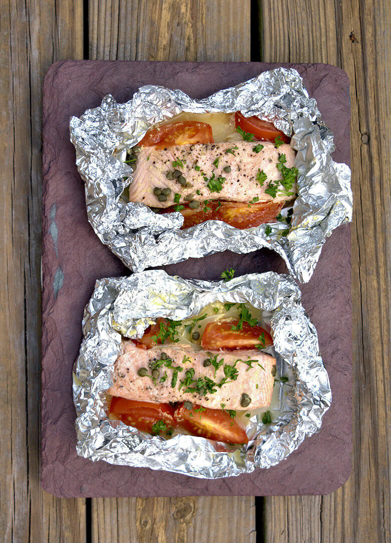 Picture of Grilled Salmon with Wine in Foil