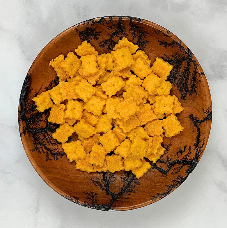 Wooden bowl with Homemade Cheez-its