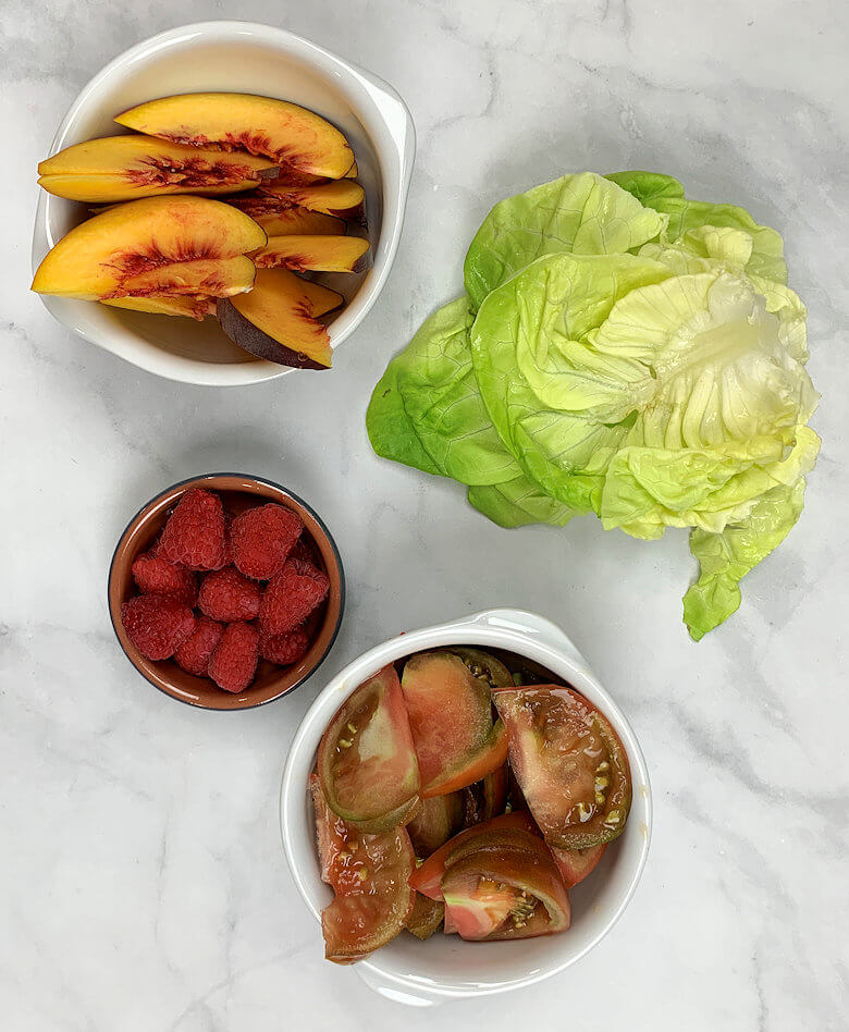 Ingredients Butter Lettuce with Peaches & Tomato