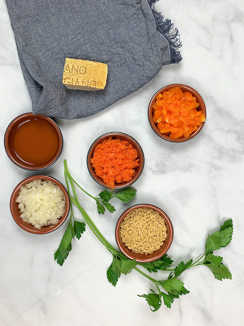 Ingredients of Carrot & Pepper Orzo