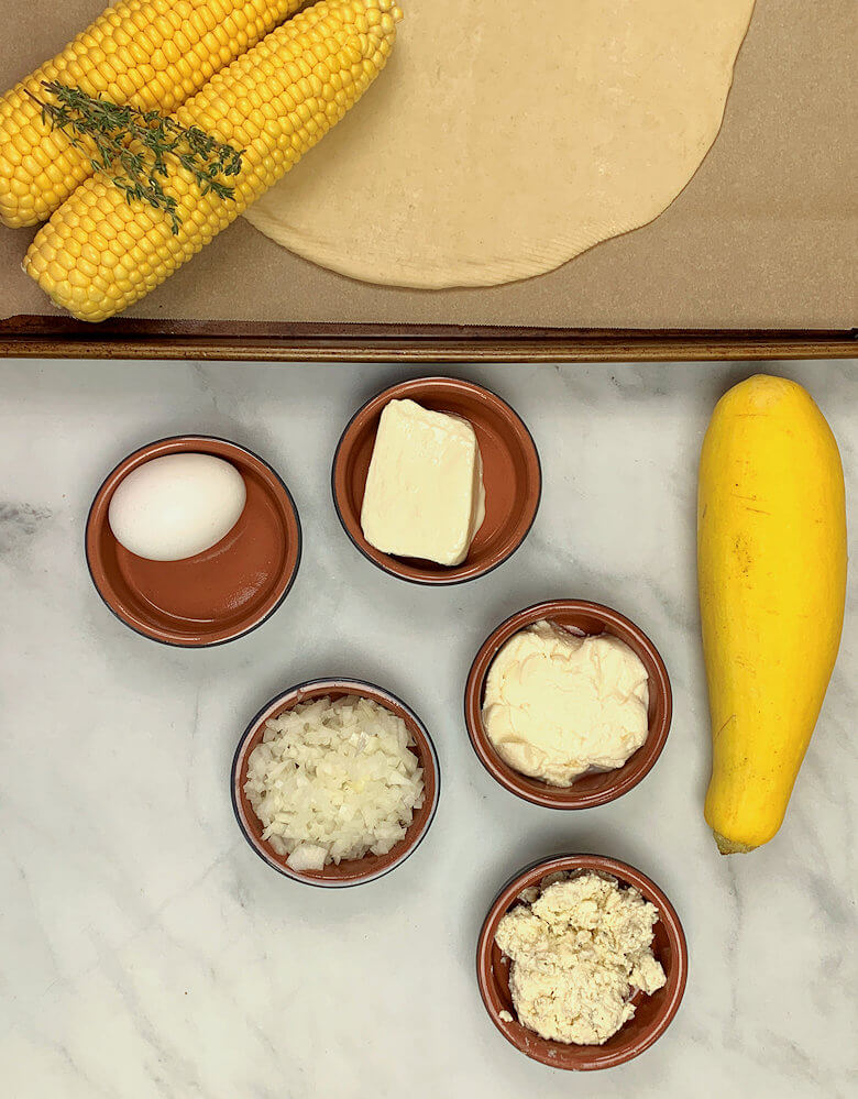 Ingredients of Corn and Summer Squash Galette