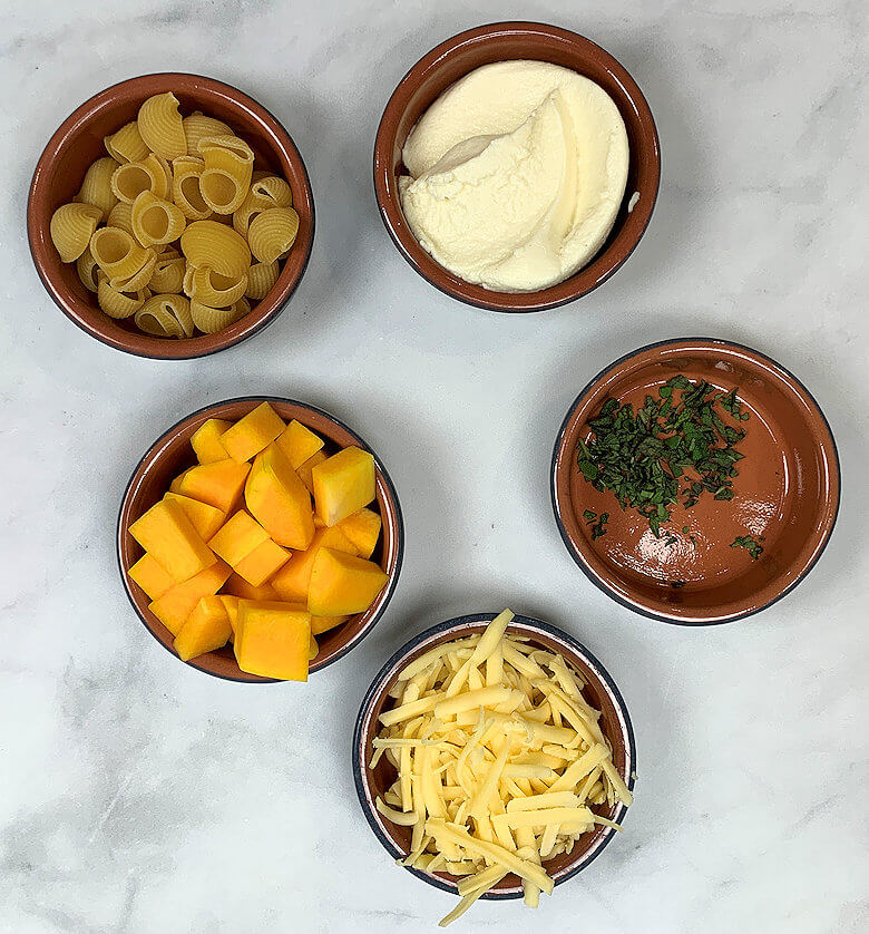 Ingredients in Butternut Squash Pasta with Ricotta