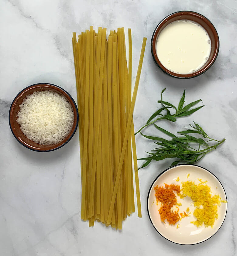 Ingredients Creamy Pasta with Citrus and Tarragon