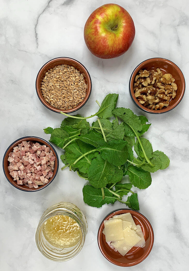 Ingredients Farro, Baby Kale and Apple Salad