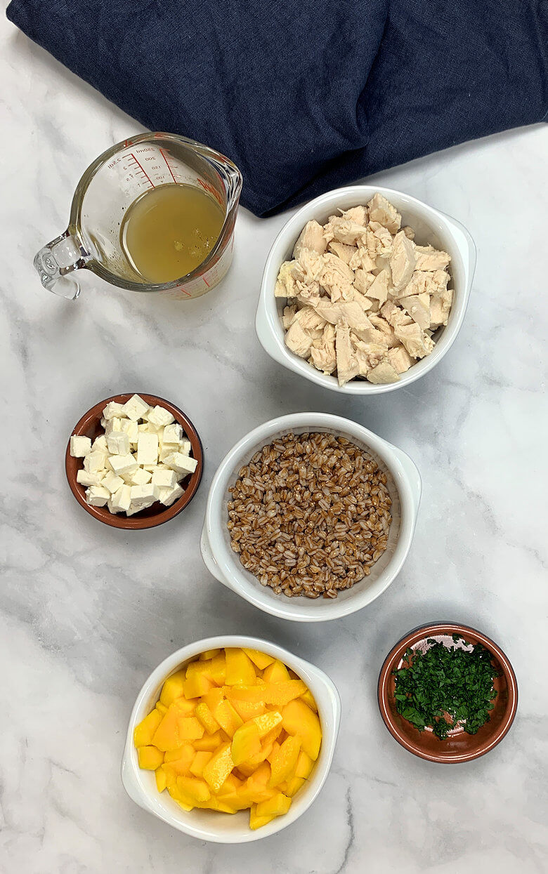 Ingredients Farro Salad with Mango, Chicken and Feta