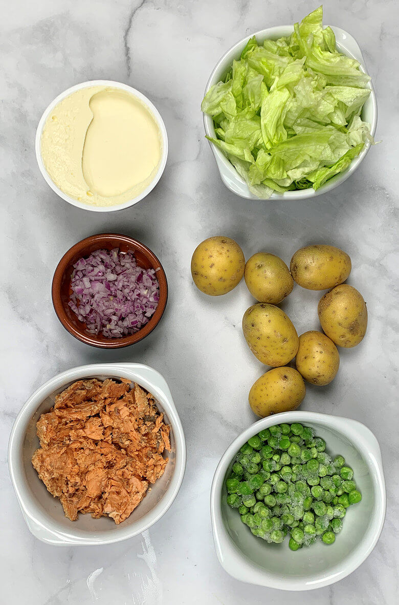 Ingredients Salmon, Peas & Potato Salad