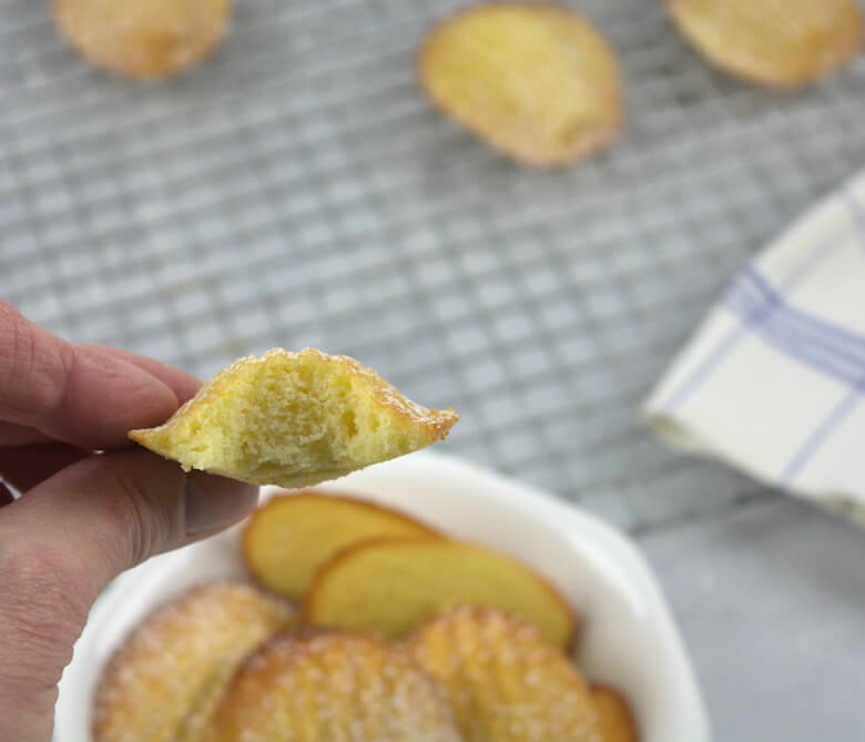 Close-up of airy madeleines