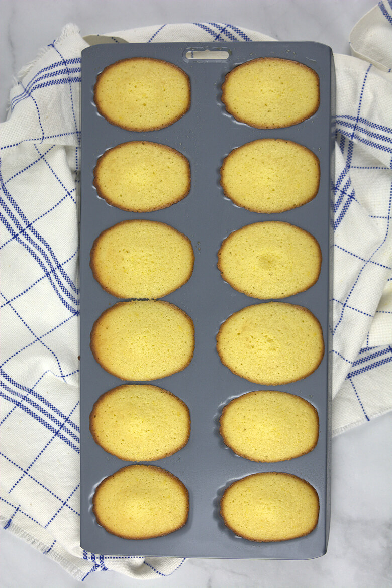 Baked madeleines in pan