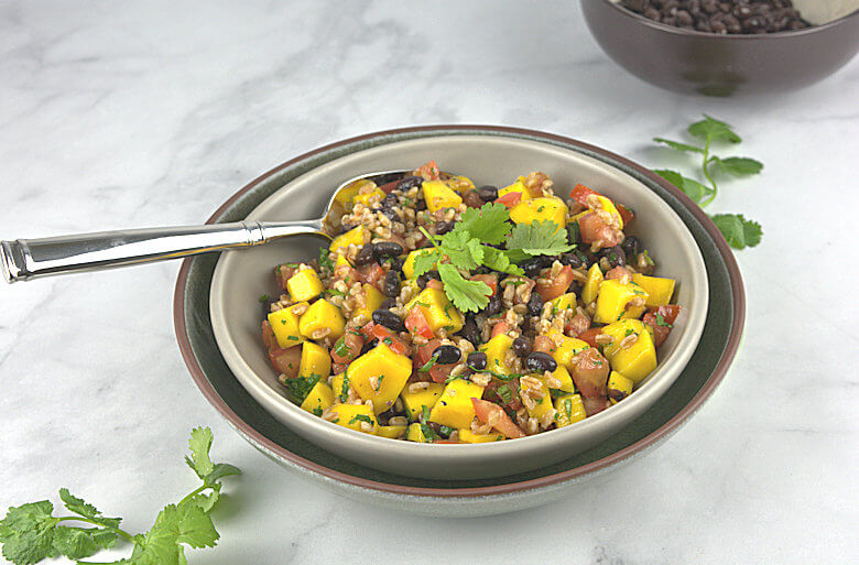 Picture of Mango Tomato Black Bean Salad with spoon