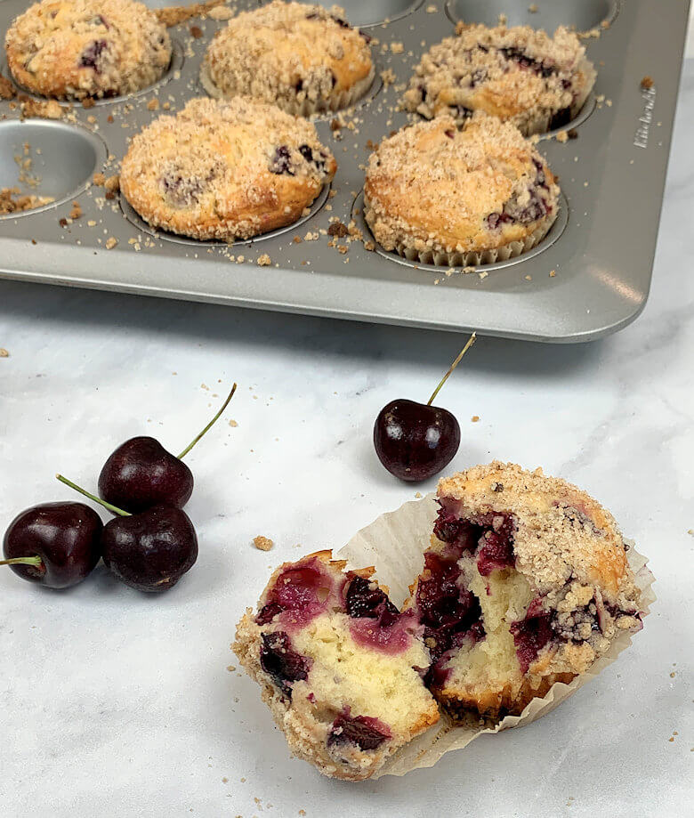 Cherry Muffins with Streusel Topping