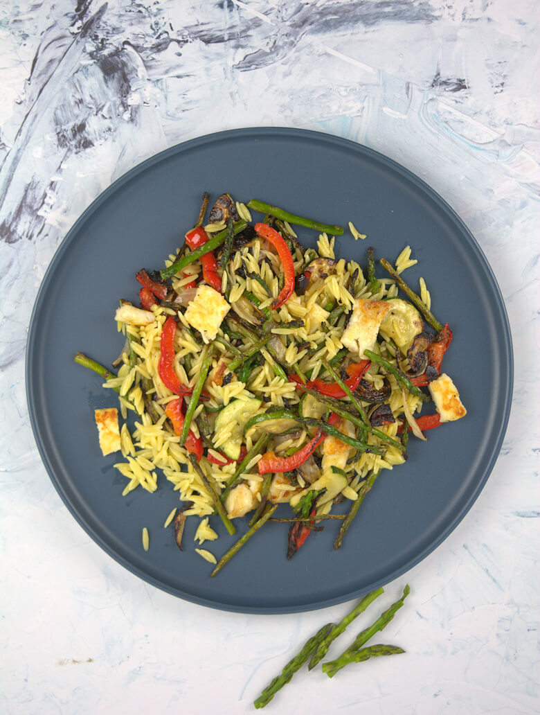 Orzo with Blackened Vegetables