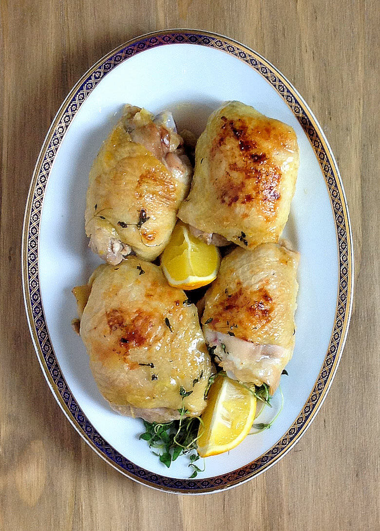 Picture of dish with Roasted Chicken with Meyer Lemons wedges