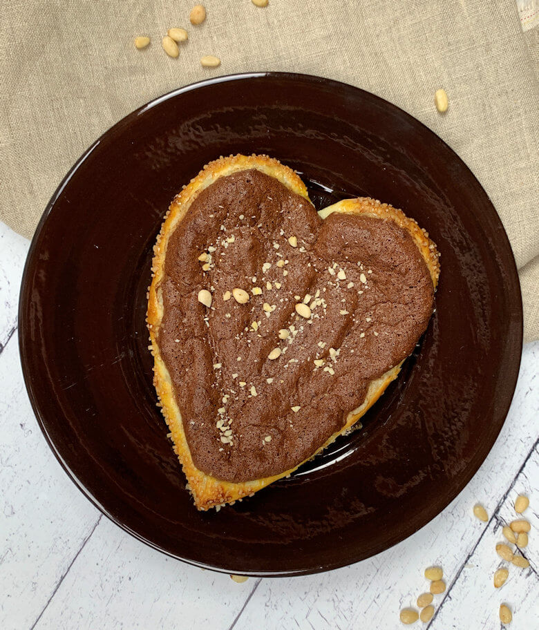 Rustic Chocolate Puff Pastry Heart for Two