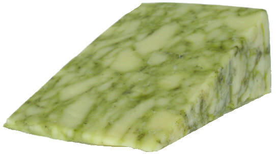 Picture of wedge of Sage Derby cheese