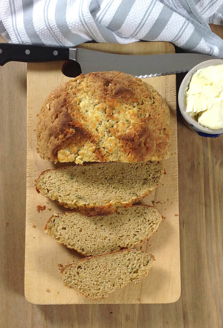 Picture of Sage Irish Whiskey Cheddar Soda Bread, top down