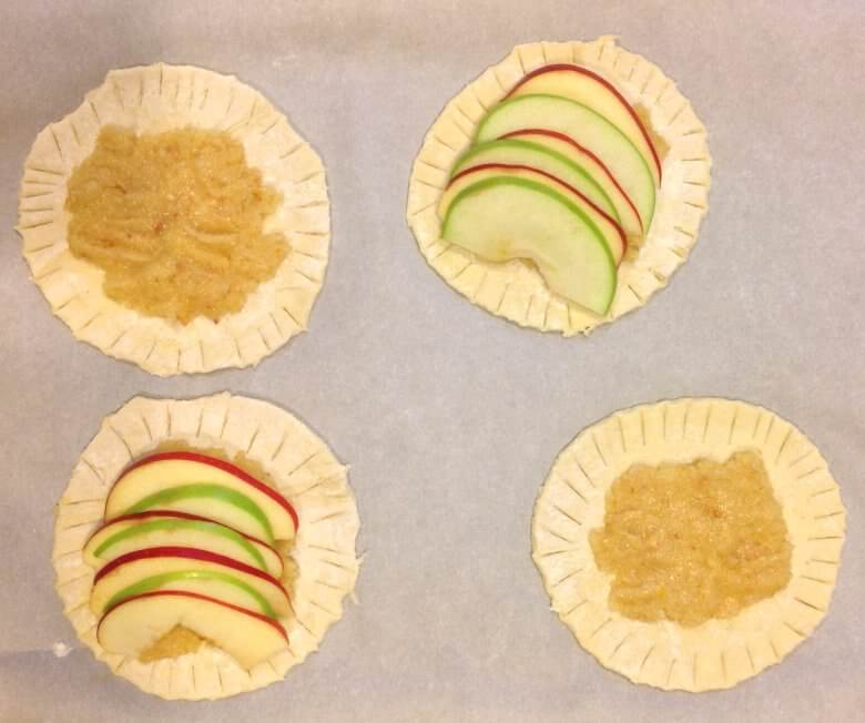Picture of unbaked Small Apple Tarts with Lemon Almond Paste