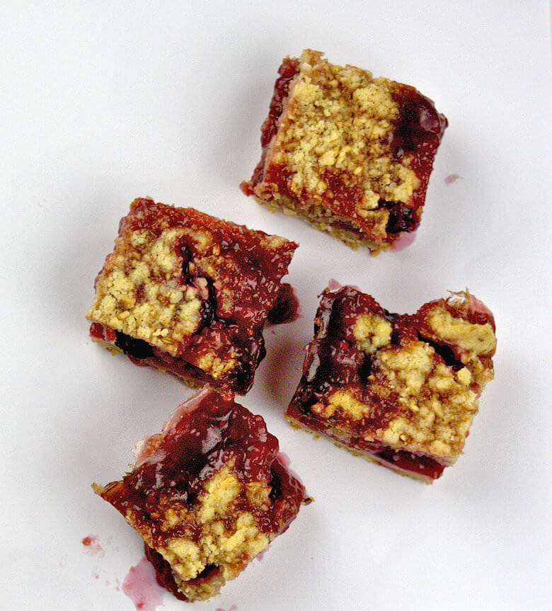 Top down picture of Strawberry Oat Macadamia Bars