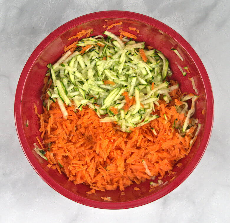 Picture of grated zucchini and carrots.