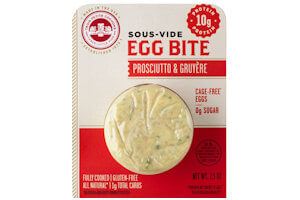 Picture of sous-vide egg bite with prosciutto & gruyere