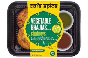 Picture of vegetable bhajias with chutneys